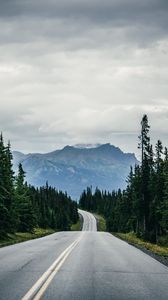Preview wallpaper road, trees, mountains, landscape, nature