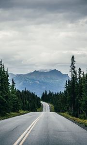 Preview wallpaper road, trees, mountains, landscape, nature