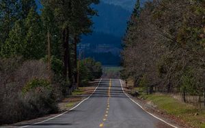 Preview wallpaper road, trees, mountains, landscape