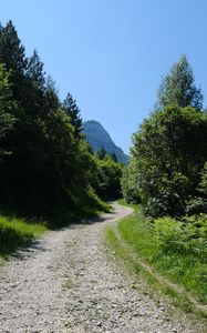 Preview wallpaper road, trees, nature, mountain