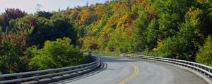 Preview wallpaper road, trees, shadows, turn