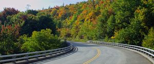 Preview wallpaper road, trees, shadows, turn