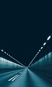 Preview wallpaper road, tunnel, lighting, gray, asphalt