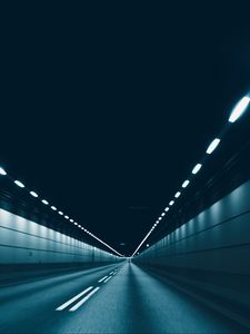 Preview wallpaper road, tunnel, lighting, gray, asphalt
