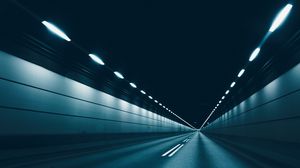 Preview wallpaper road, tunnel, lighting, gray, asphalt