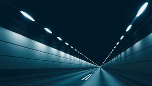 Preview wallpaper road, tunnel, lighting, gray, asphalt