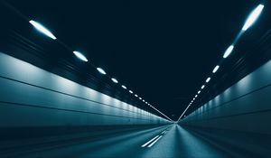 Preview wallpaper road, tunnel, lighting, gray, asphalt