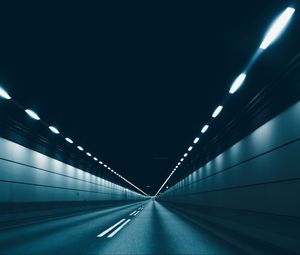 Preview wallpaper road, tunnel, lighting, gray, asphalt