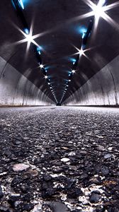 Preview wallpaper road, tunnel, night