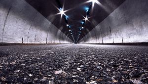 Preview wallpaper road, tunnel, night