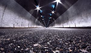 Preview wallpaper road, tunnel, night