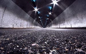 Preview wallpaper road, tunnel, night