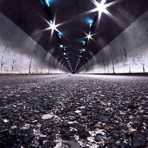 Preview wallpaper road, tunnel, night