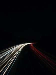 Preview wallpaper road, turn, backlight, night, light