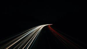 Preview wallpaper road, turn, backlight, night, light