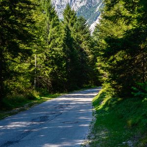 Preview wallpaper road, turn, forest, mountains, landscape