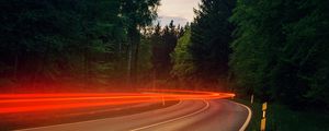 Preview wallpaper road, turn, freezelight, light, long exposure