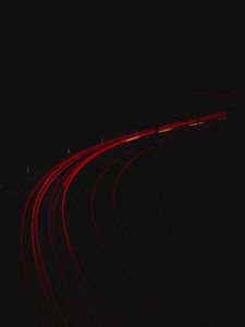 Preview wallpaper road, turn, light, long exposure, dark