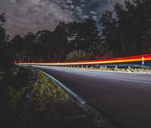 Preview wallpaper road, turn, lights, night, long exposure