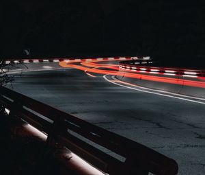 Preview wallpaper road, turn, lights, long exposure, night
