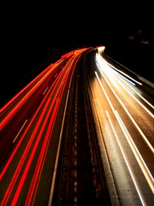 Preview wallpaper road, turn, long exposure, night, dark