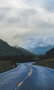 Preview wallpaper road, turn, mountains, nature, landscape