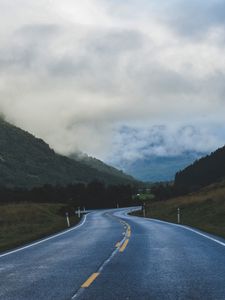 Preview wallpaper road, turn, mountains, nature, landscape