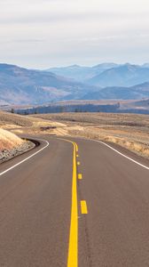 Preview wallpaper road, turn, mountains, hills, landscape