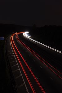 Preview wallpaper road, turn, night, light, glow