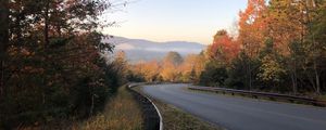 Preview wallpaper road, turn, trees, autumn, landscape