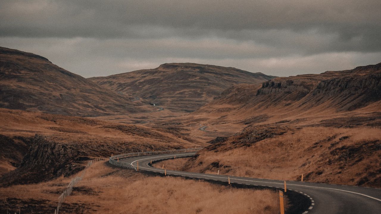 Wallpaper road, turn, winding, hills, landscape
