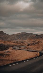 Preview wallpaper road, turn, winding, hills, landscape