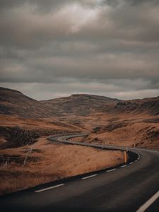Preview wallpaper road, turn, winding, hills, landscape