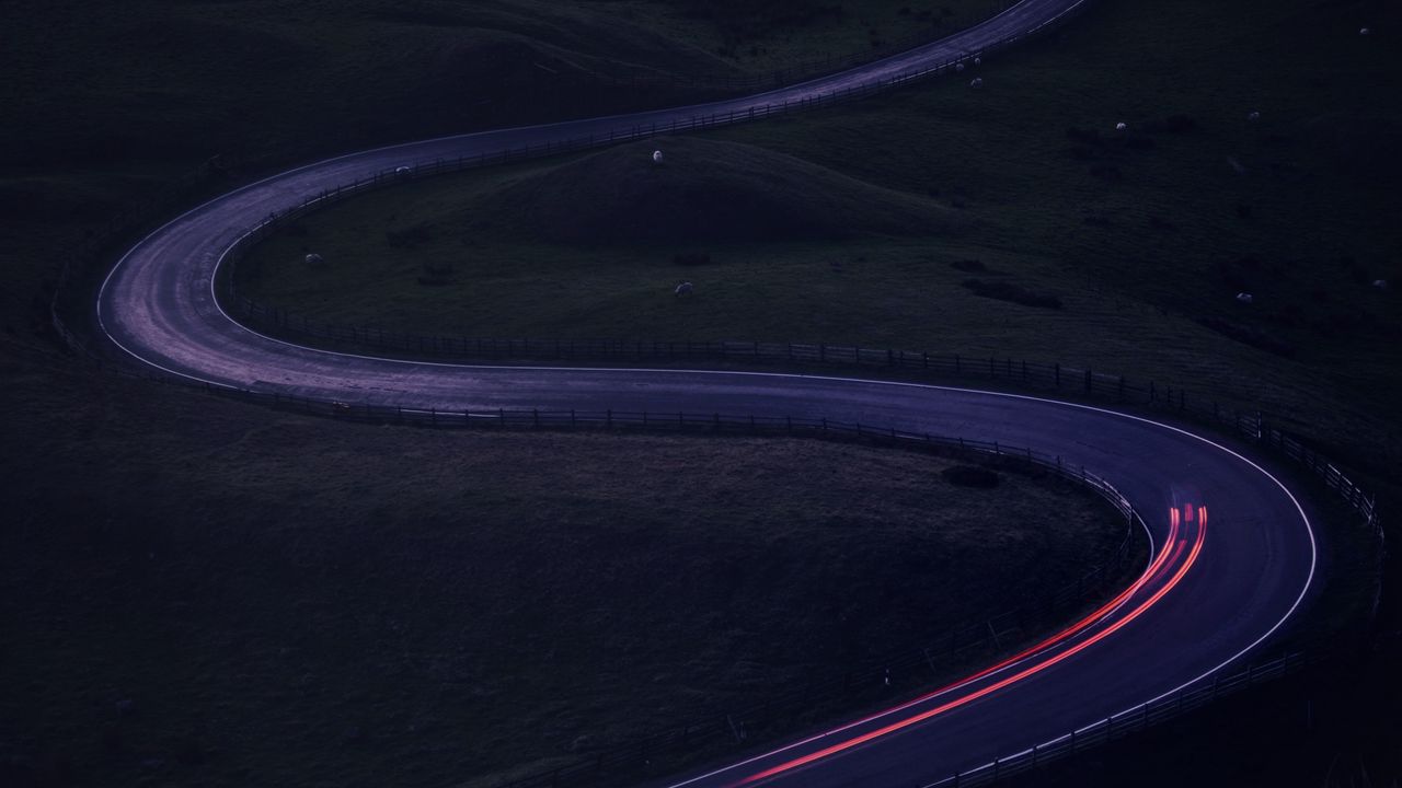 Wallpaper road, twisty, turn, glow