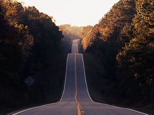 Preview wallpaper road, valley, marking, trees