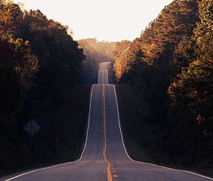 Preview wallpaper road, valley, marking, trees