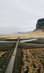 Preview wallpaper road, valley, mountains, aerial  view, landscape