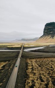 Preview wallpaper road, valley, mountains, aerial  view, landscape