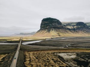 Preview wallpaper road, valley, mountains, aerial  view, landscape