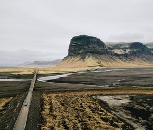 Preview wallpaper road, valley, mountains, aerial  view, landscape