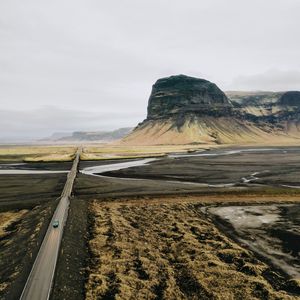 Preview wallpaper road, valley, mountains, aerial  view, landscape