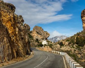 Preview wallpaper road, view, rocks, nature