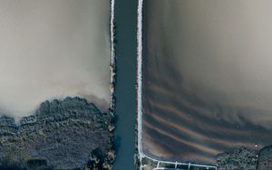 Preview wallpaper road, water, aerial view