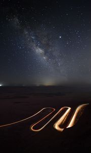 Preview wallpaper road, winding, aerial view, night, dark