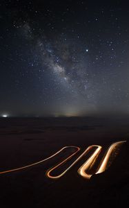 Preview wallpaper road, winding, aerial view, night, dark