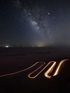 Preview wallpaper road, winding, aerial view, night, dark