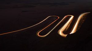 Preview wallpaper road, winding, aerial view, night, dark