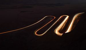 Preview wallpaper road, winding, aerial view, night, dark