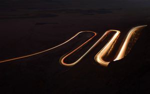 Preview wallpaper road, winding, aerial view, night, dark