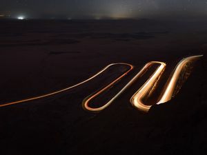 Preview wallpaper road, winding, aerial view, night, dark